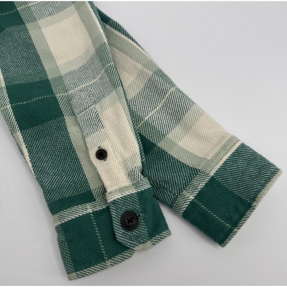 Peau De Loup Flannel Shacket Non Gender L Cropped Full Zip Green Plaid Jacket - Picture 11 of 12